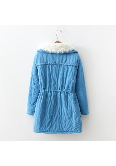 Kadın İş Kıyafeti Kuzu Derisi Kalın Sıcak Ceket Turuncu