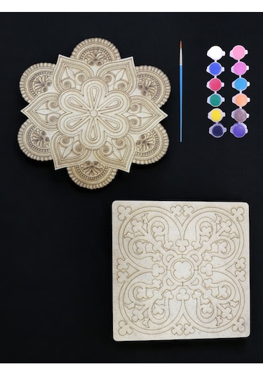 Mandala Ahşap 2'li Hobi Boyama Setleri