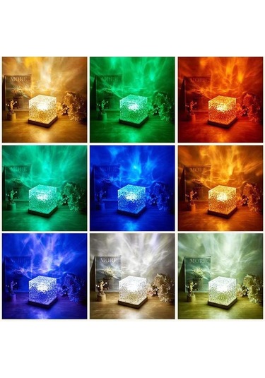 Novahub Usb/batarya Şarjlı 16 Renkli Uzaktan Kumandalı Döner Su Dalgası Led Lamba Çok Renkli