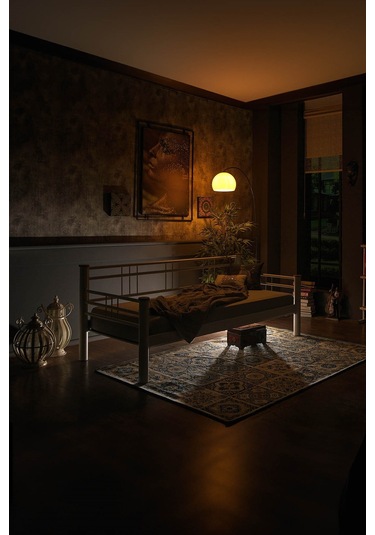 Kappis Daybed Tek Kişilik Sedir Metal Karyola 90x200 Beyaz Ahşap Latalı