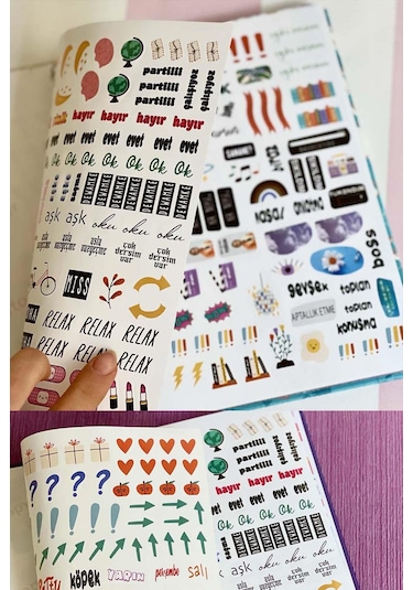 Kedi Noodle Tasarımlı Spiralli Sticker'lı Tarihsiz Konuşan Ajanda Haftalık Planlayıcı Defter renkli