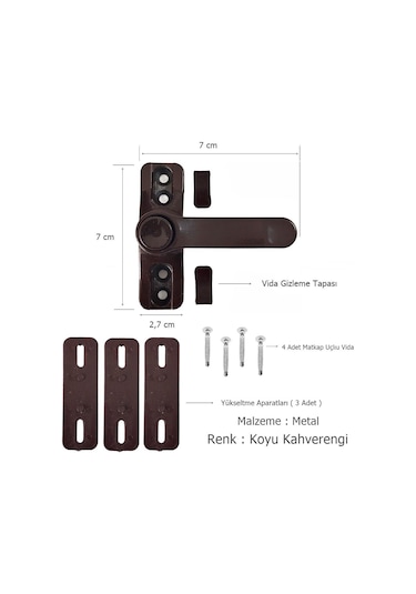 Pvc Pimapen Pencere Emniyet Çocuk Kilidi Düğmeli Koyu Kahverengi