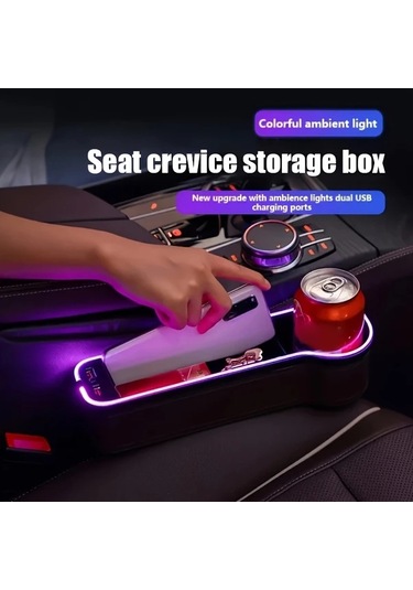 Xuweiwei 1 Pair Premium Car Seat Organizer 2 Parça Araç Koltuğu Saklama Çözümü Telefon Tutucu Hızlı Şarj Ve Led Aydınlatma