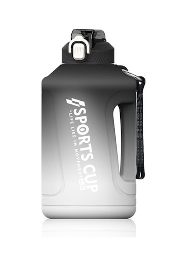 3800ml Büyük Kapasiteli Motivasyonel Spor Su Şişesi 001 Siyah