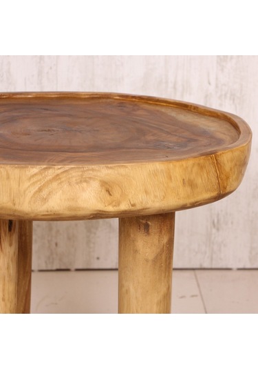 Doğal Teak Ağacı Sehpa 65x55 Cm Bej