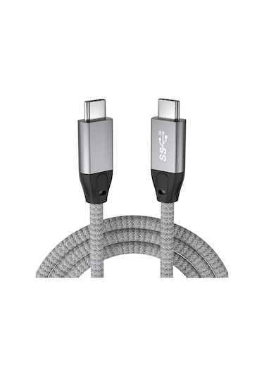 Maiyame Usb 3.2 Type-c Erkek-erkek Kablosu, Pd 100w Hızlı Şarj, 4k Ses-video Aktarımı, Thunderbolt 3 Uyumlu, Gri, 1.5m