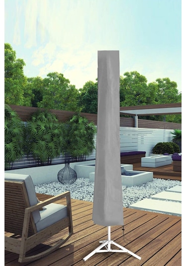 Nappe Gri Su Geçirmez Bahçe Şemsiye Koruma Örtüsü Plaj Çadırı Toz Yağmur Kir Önleyici Şemsiye Kılıfı