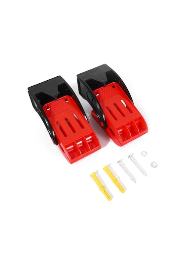 Symbee Araç Paspasları Temizleme Kancaları - Oto Yıkama Salonu Kullanıma Özel Duvar Takılı Sabitleyici Kırmızı, 4 Adet Set