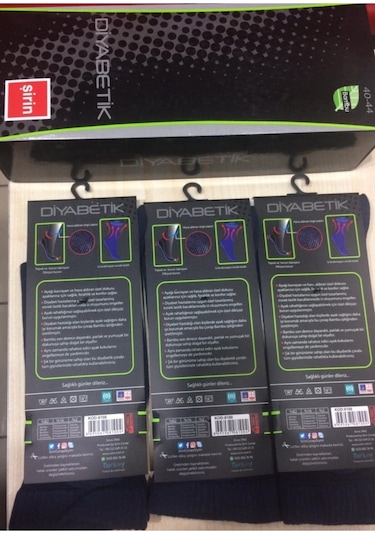 Şirin Diyabetik Şeker Çorabı Bambu Dikişsiz Lacivert Renk Erkek 3 Adet Lacivert