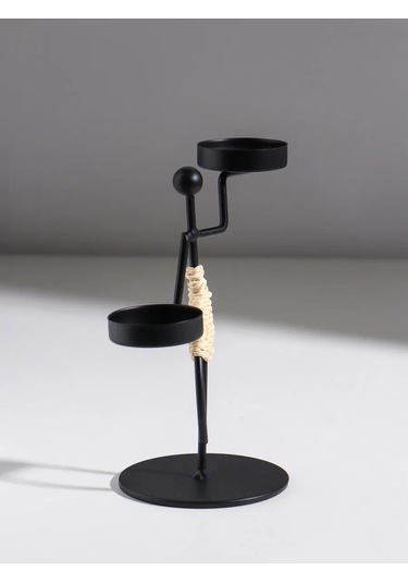 Simalend Mum İçin Metal Figürlü Şamdan 458077851 Siyah