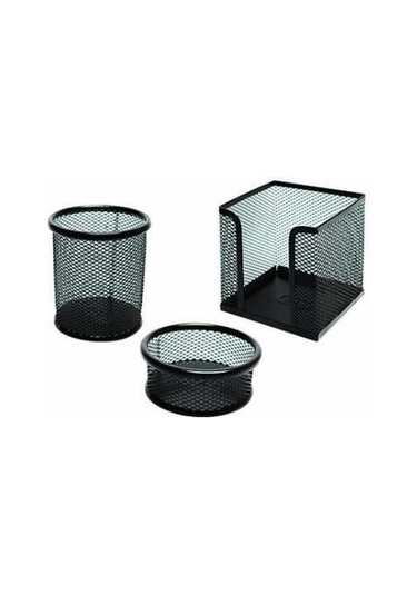 3 Lü Kalemlik Seti Metal Siyah Perfore N11.11915