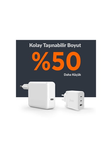 Juo 65W USB-C + USB-A 3 Portlu GaN Şarj Aleti iPhone Notebook Uyumlu PD Type-C Hızlı Şarj Cihazı Beyaz