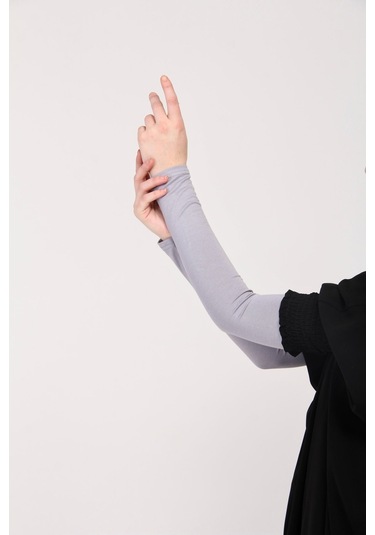 Likralı Kaymayan Kurtarıcı 1 Çift Tesettür Kolluk Gri