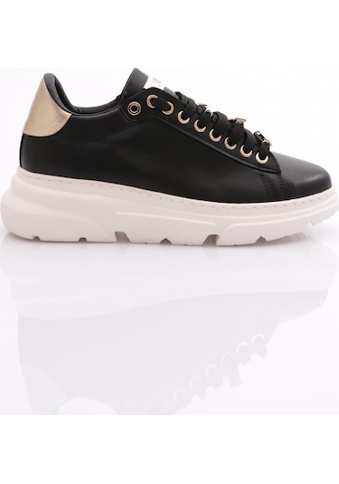 Dgn Es864 Kadin Kalin Kristal Taşli Sneakers Ayakkabi ES864-2007-R12593 Siyah - Beyaz