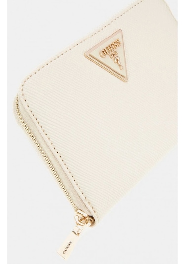 Guess Kadın Gri Laurel Saffiano Mini Cüzdan Ekru
