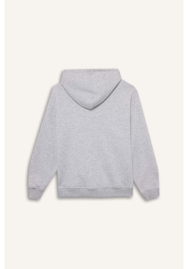 Defacto Relax Fit Kapüşonlu Basic Düz Kalın Sweatshirt D9935ax25wngr93 Gri