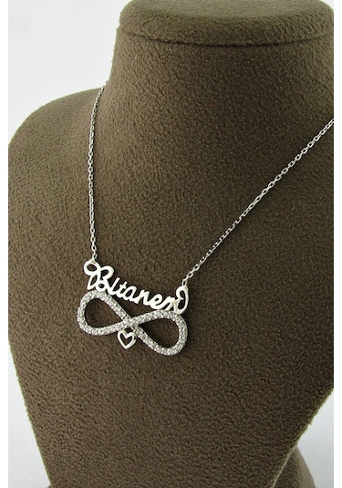 Sonsuzluk Bitanem Yazılı Kadın Gümüş Kolye Sevgiliye Wsn95
