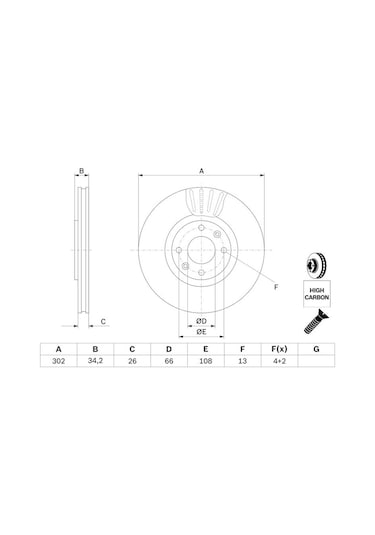 Peugeot 308 1.6 2008-2010 Bosch Ön Disk 302mm Kaplamalı 2 Adet