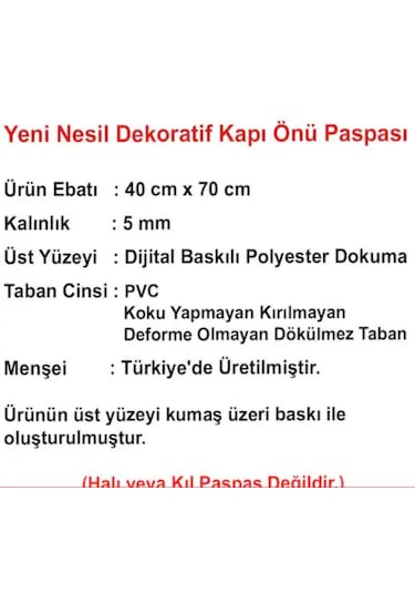 Anahtar Baskılı Kauçuk Kapı Önü Paspası
