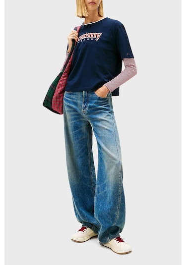 Tommy Jeans Bayan T Shirt Dw0dw22563 C1g Lacivert Lacivert Tommy Jeans Bayan T Shirt Dw0dw22563 C1g Lacivert Lacivert