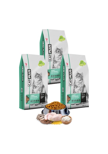 CatPlus Tavuklu ve Hamsili Yetişkin Kedi Maması 3 x 1500 G