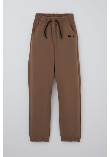 Breeze Erkek Çocuk Eşofman Altı Bağcık Aksesuarlı Arma Detaylı 4-8 Yaş, Kahverengi Kahverengi