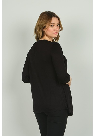 Ella Camelia Kadın Yarım Kol Tek Parça Bluz 21e010 Siyah