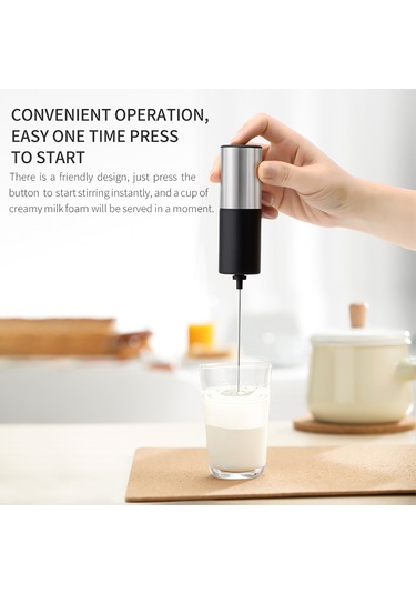 Kangvka El Tutulu Elektrikli Süt Köpürtücü - 14000rpm Hızlı Motor, 304 Paslanmaz Çelik, Kahve/latte/protein İçin, Pil İle Çalışır Pil Dahil Değil Siyah Ve Gümüş