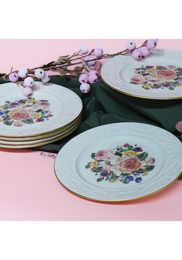 Rose Deluxe Porselen 6'lı Servis Tabağı Pembe
