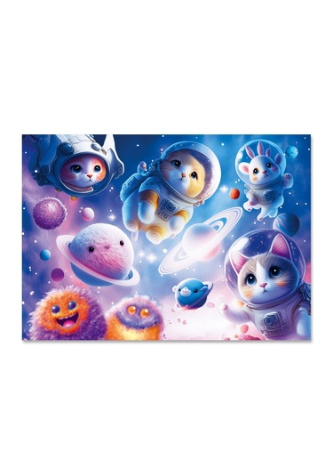 Uzayda Kediler Çocuk Puzzle 50 Parça 34 24 Cm