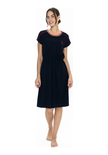 U.s. Polo Assn. 20008 Kadın Lacıvert Kısa Kollu Belden Büzgülü Gecelik Lacivert