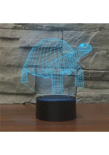 Sones Kaplumbağa Siyah Taban Yaratıcı 3d Led Dekoratif Gece Lambası, 16 Renkli Uzaktan Kumanda Versiyonu Çok Renkli