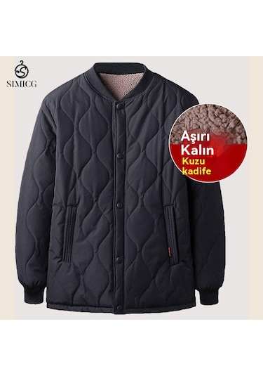 Polar Astarlı Ekstra Kalın Pamuklu Dolgulu Ceket Siyah