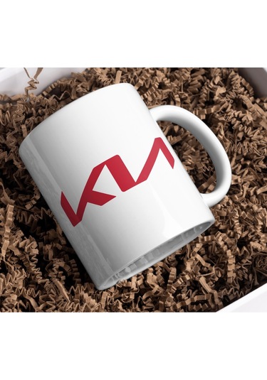 Applucky Kia Logo Tarihçesi Baskı Kupa Bardak Beyaz