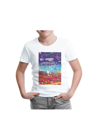 Lord Tshirt Minecraft - World Beyaz Çocuk Tshirt