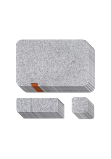 Xiaaokeji 7 Set Yıkanabilir Keçe Amerikan Servis Masa Örtüleri Yalıtım Pedleri Açık Gri Açık Gri