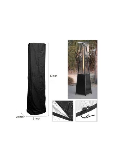 Tongxida Patio Heater Koruması, Oxford Kumaş, Su Geçirmez, Uv Dayanıklı, Çekmeceli, 221x53x61cm, Siyah Siyah