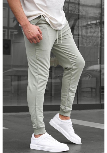 Boyalı Gri Paçası Lastikli Erkek Eşofman 4821 Boyalı Gri