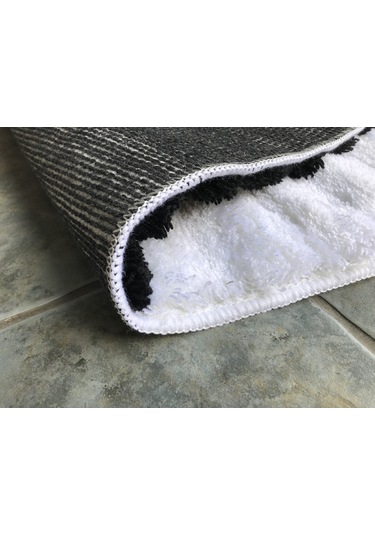 Home Butik Banyo Paspası 60x100 CM Beyaz - Siyah