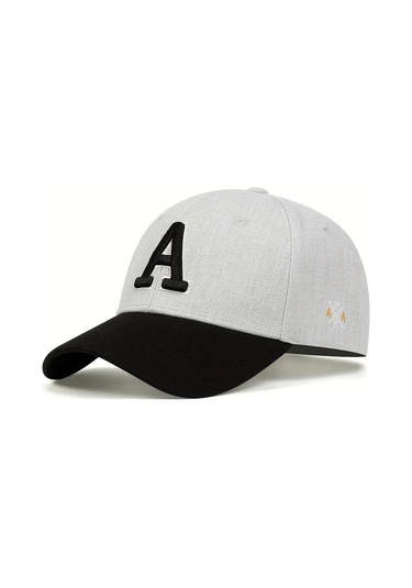 Snapbuy Unisex Ar Nakışlı Beyzbol Şapkası - İlkbahar/sonbahar Güneş Koruyucu, Açık Renk, Ayarlanabilirkadın1 Gri