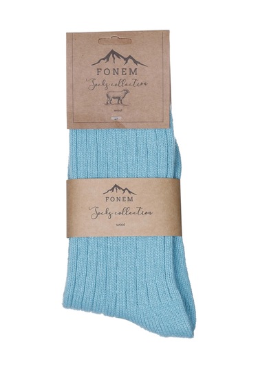 Fonem Kadın Likralı Derby Yünlü Çorap Fo 8004 Turkuaz