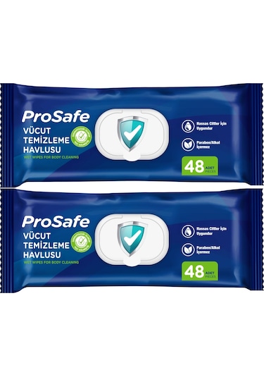 Prosafe Hasta Vücut Temizleme Islak Mendil Havlu 48 Yaprak Xl 2 Li Set Plastik Kapak 2'li Set