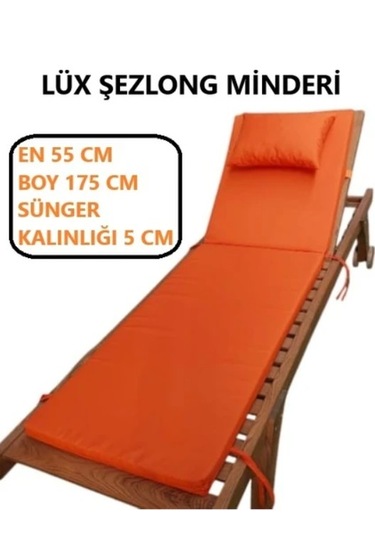 Lüks Şezlong Minderi Yastıklı 5cm Sünger Turuncu