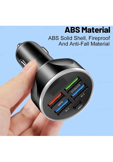 Flybuy Wgs-g37 5'i 1 Arada Dijital Voltmetre Super Hızlı Şarj Araç Şarj Cihazı Beyaz