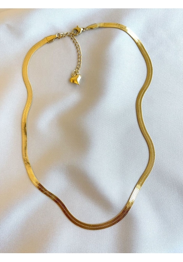 Kadın İtalyan Çelik Kolye 60cm Altın