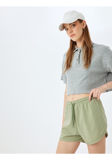 Koton Beli Bağcıklı Oversize Mini Şort Mınt 5sal40034ık Mint