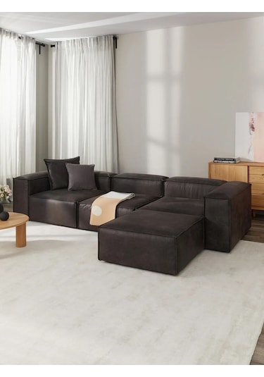 Nex 4 Modül Modüler L Köşe Koltuk Takımı Acı Kahve