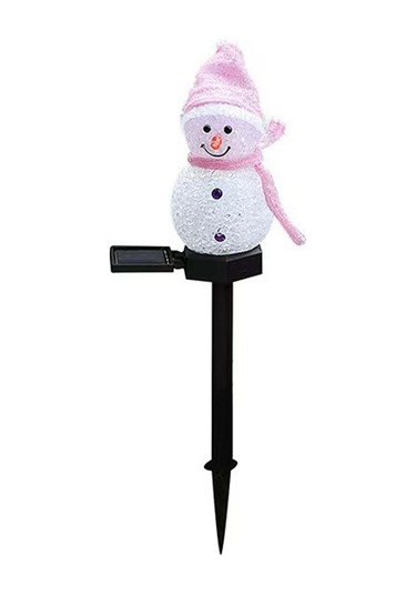 Mufunye Pembe Güneş Enerjili Kardan Adam Bahçe Işığı - Otomatik Aç-kapat, Ip65 Su Geçirmez, Islak Beyaz Işık, Noel Dekorasyonu