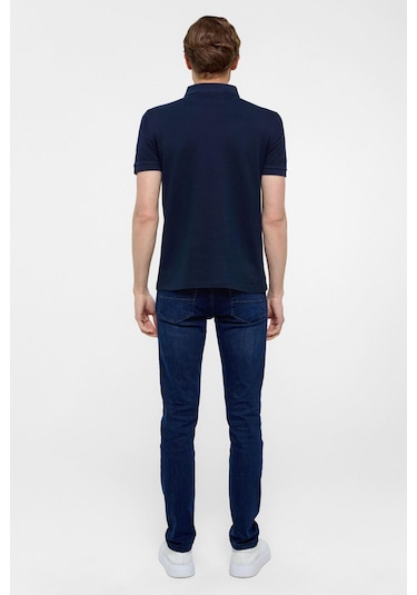 SÜVARİ Lacivert Slim Düz Polo Yaka Tişört