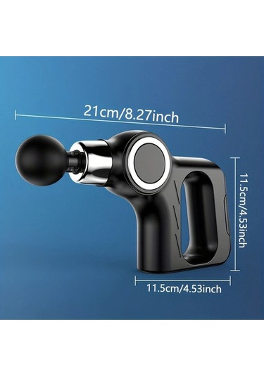 Elmpaly Siyah Akıllı Masaj Tabancası - 6 Başlıklı Usb Şarjlı Ergonomik Bel Bacak Kalça siyah